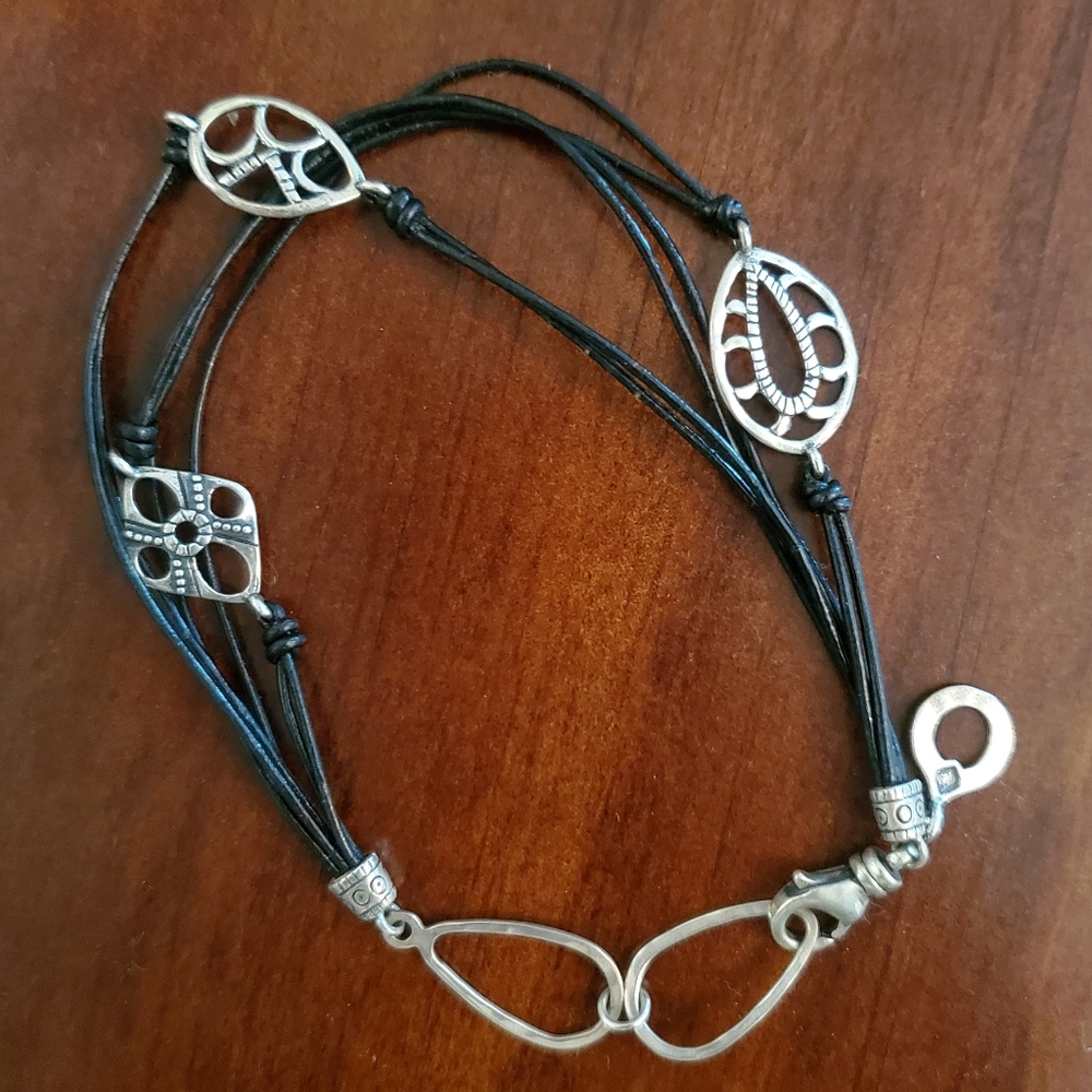 Silpada leather and sterling silver bracelet